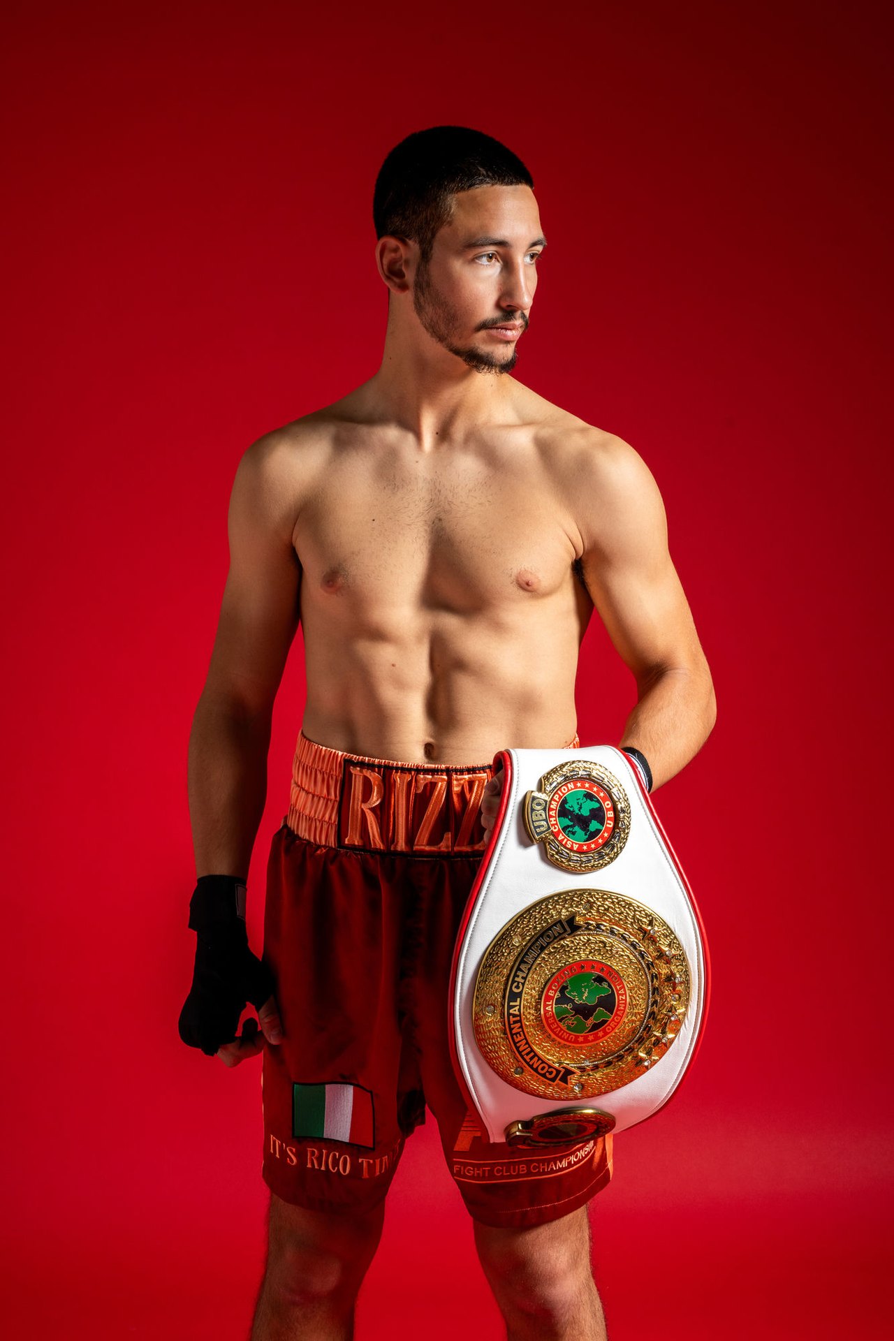 Riccardo Rizzi with the UBO Continental Champion belt